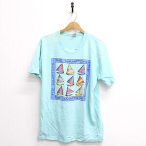 Vintage The Hamptons Sail Boats T Shirt Large